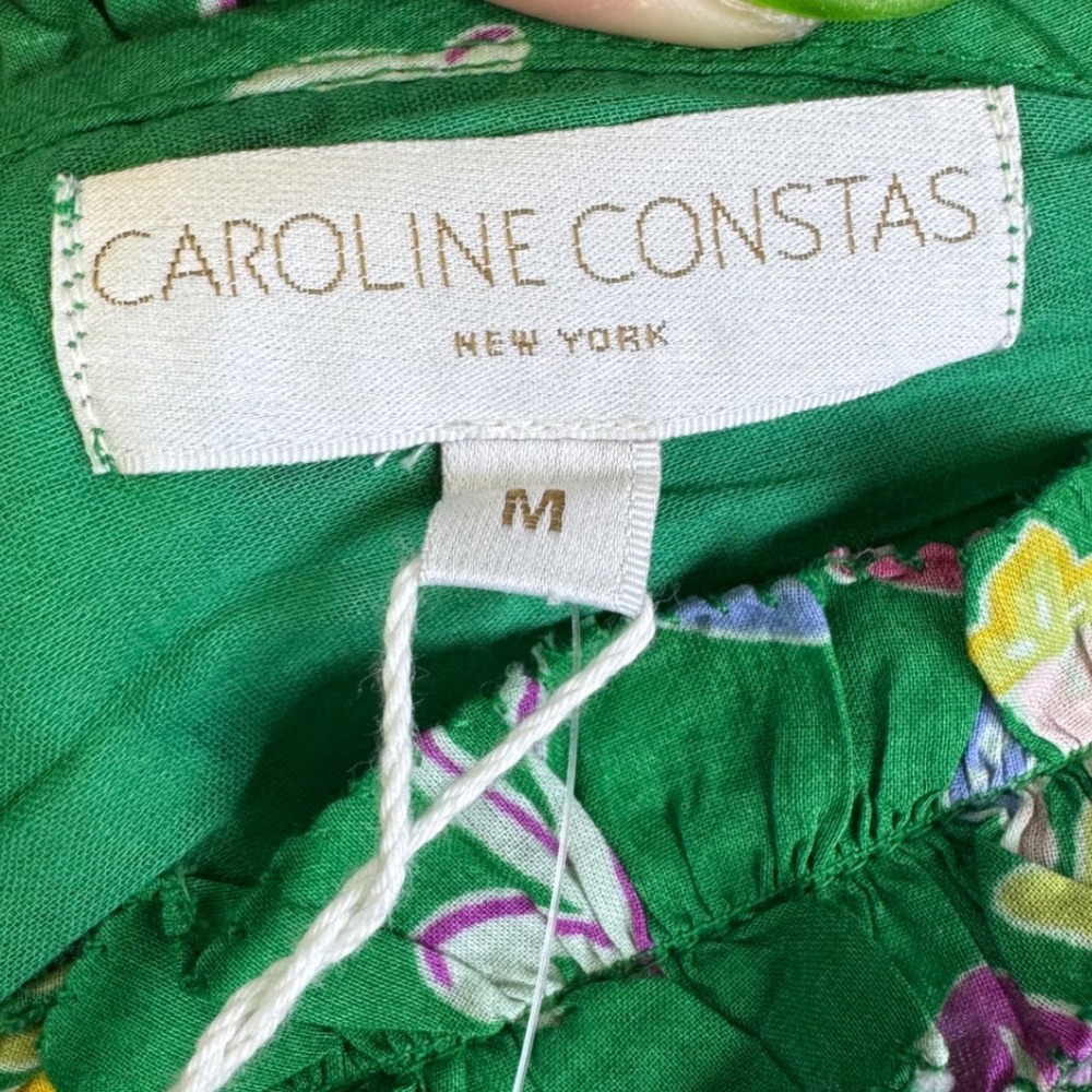 Caroline Constas Green Floral Paisley Ruffle Tiered Maxi Dress Smocked Waist NWT - Picture 6 of 11